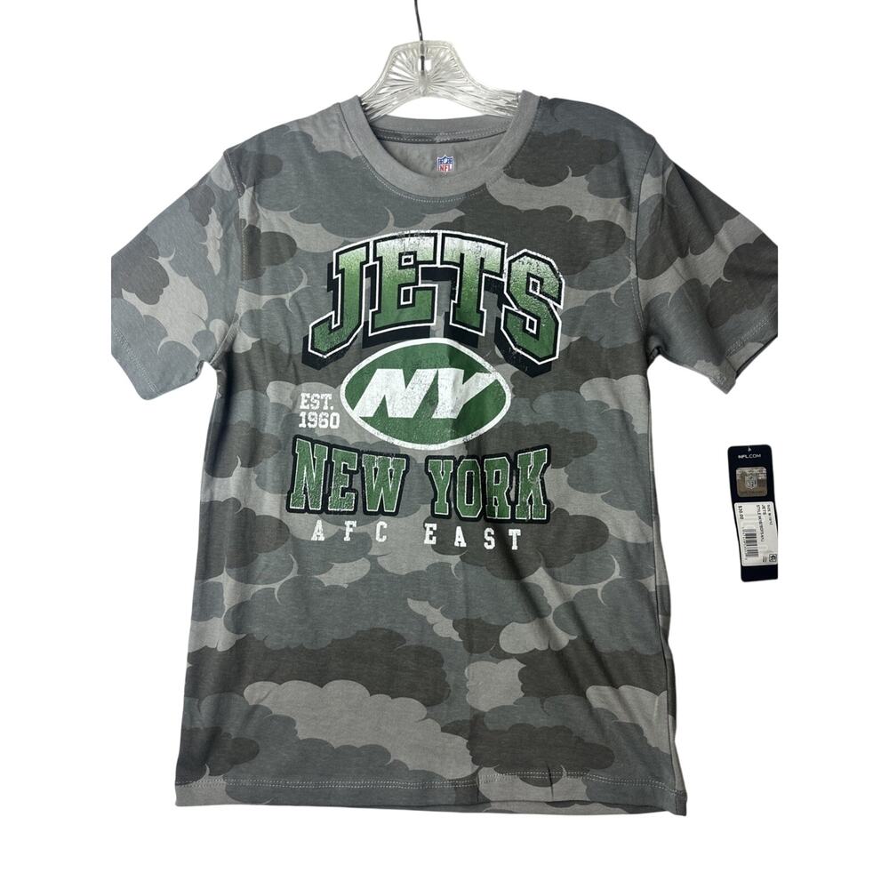 NFL TEAM APPAREL SHIRT YOUTH NEW YORK JETS TEAM CAMO SIZE Medium 10/12